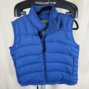 Cabela's Premier Northern Goose Down 650 Vest Full Zip Large Blue Pockets